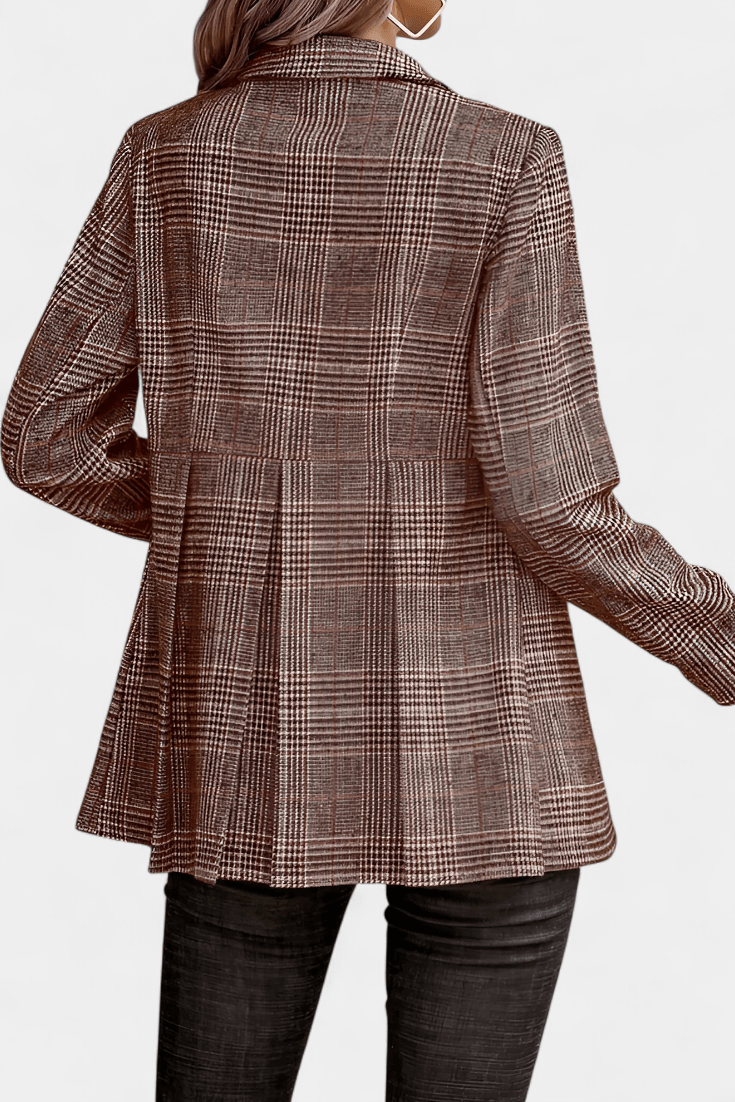 Henrietta – Elegancki Peplum Żakiet w Kratę