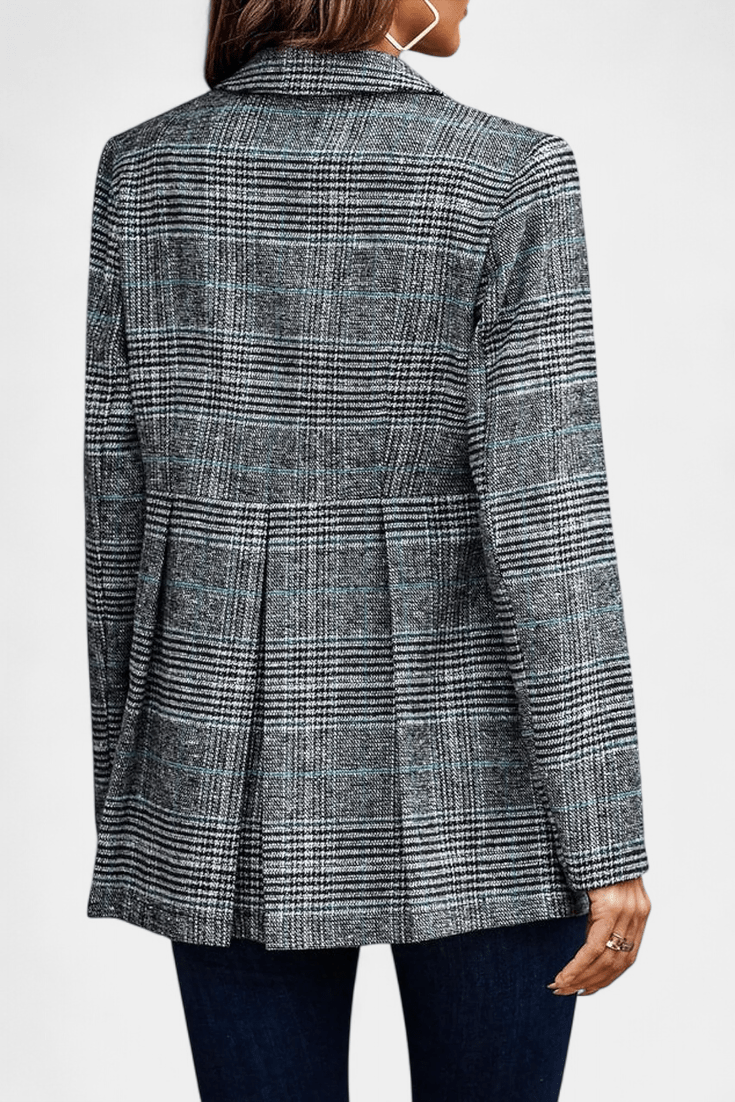Henrietta – Elegancki Peplum Żakiet w Kratę